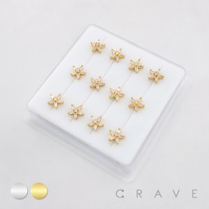 DIMENSIONAL MULTI CZ STAR POLISH 316L SURGICAL STEEL L-SHAPE NOSE BOX